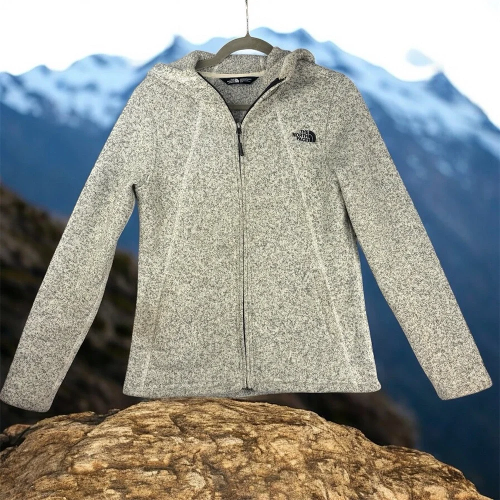 The North Face Women’s Small Light Gray Fleece Hooded Jacket / Zip Up Hoodie - Picture 2 of 10